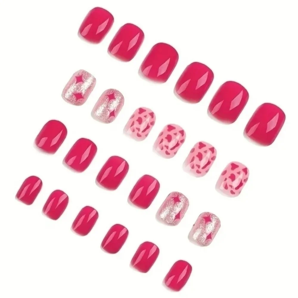 2/$16 Pink Stars Press On Nails